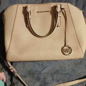 Michael Kors Cream Shoulder Bag with MK Charm